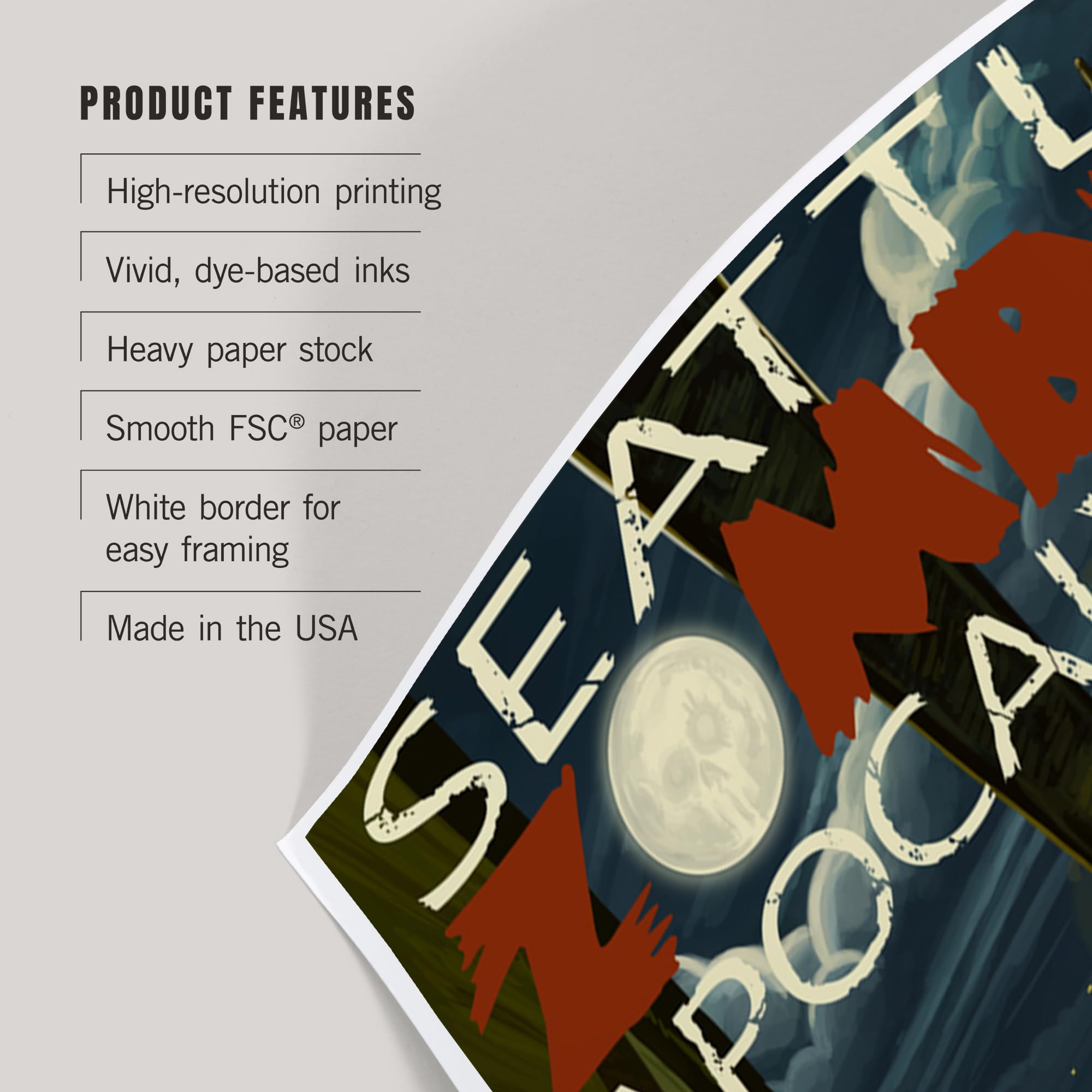 Amazon.com: Lantern Press 8x12 Art Print, Seattle Zombie